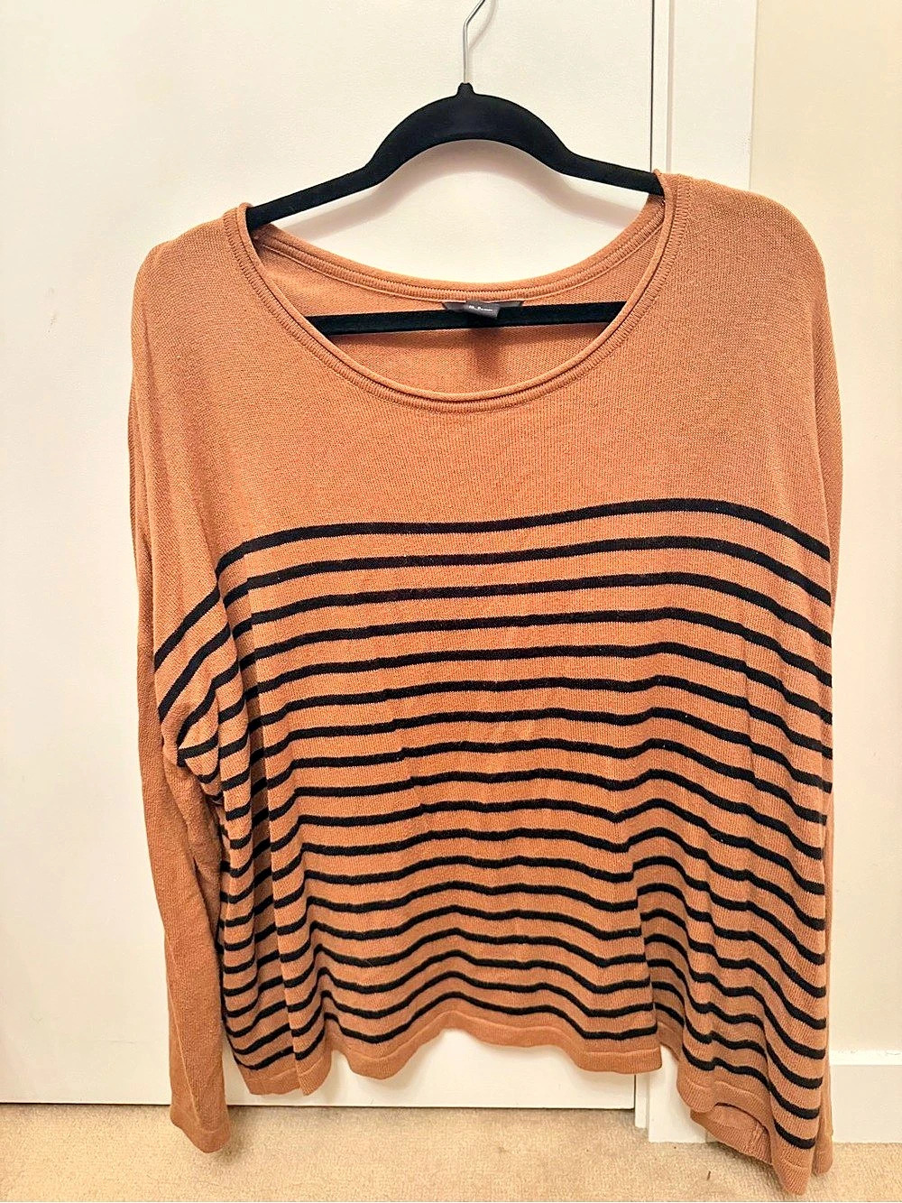 H&M Striped Crew Neck Sweater Brown & Black Size XS